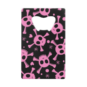 Pirate Skull: Girlish harten patroon Kredietkaart Flessenopener
