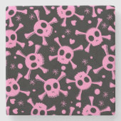Pirate Skull: Girlish harten patroon Stenen Onderzetter (Voorkant)