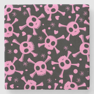 Pirate Skull: Girlish harten patroon Stenen Onderzetter