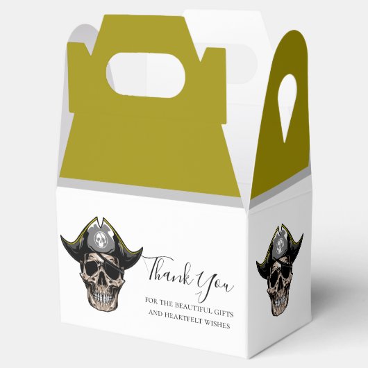 Pirate Skull Gold kapitein Bedankdoosjes (Geopend)