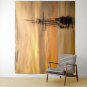 Pirate Skull Golden Ship Tapestry Wandkleed (In situ)