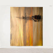 Pirate Skull Golden Ship Tapestry Wandkleed (Voorkant)