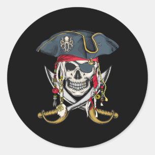 Pirate Skull Halloween Little Boys Girls Kinder Te Ronde Sticker