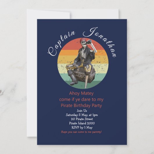 Pirate Skull Invitation anniversaire (Devant)