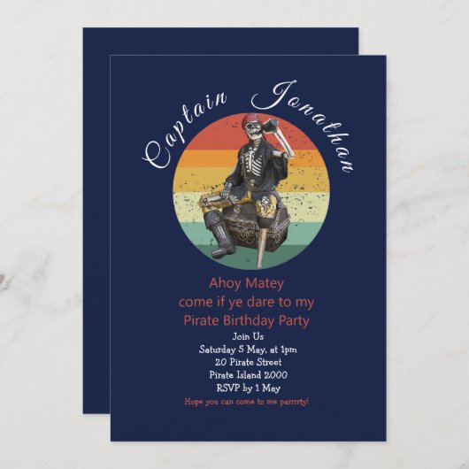 Pirate Skull Invitation anniversaire (Devant / Derrière)