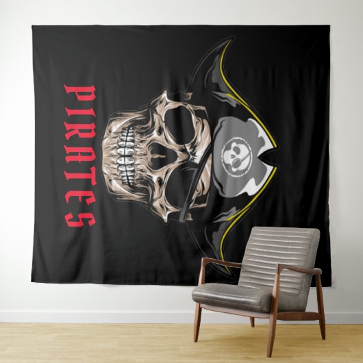 Pirate Skull jolly roger Achtergrond Wandkleed (In Situ (horizontaal))