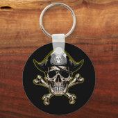 Pirate Skull Kapitein Cross Botten Sleutelhanger (Voorkant)