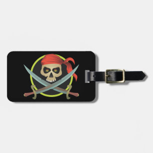 Pirate Skull met gekruiste zwaarden Bagagelabel