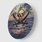 Pirate Skull Ocean Sunrise Custom Grote Klok (Hoek)