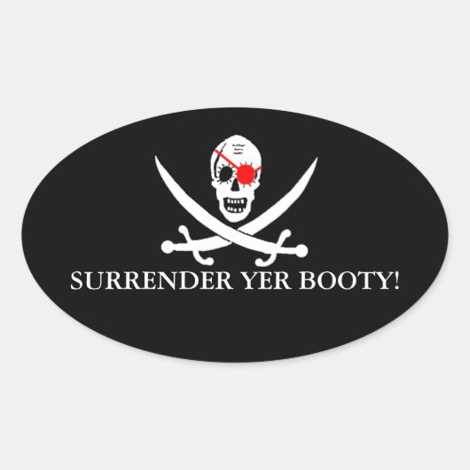 Pirate Skull- Overgave Ovale Sticker (Voorkant)