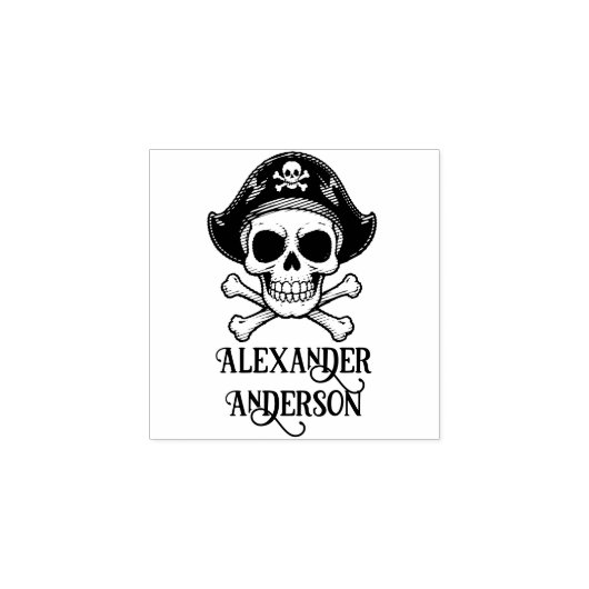 Pirate Skull Personaliseer Rubberstempel (Afrduk)