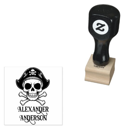 Pirate Skull Personaliseer Rubberstempel (Gestempeld)