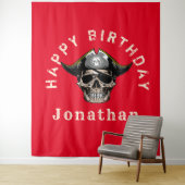 Pirate Skull Red Wandkleed (In situ)