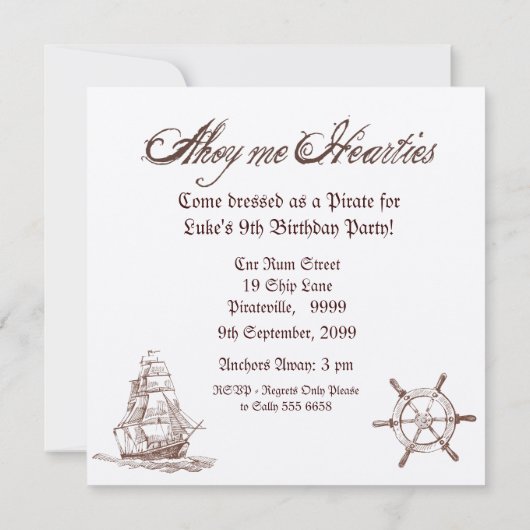 Pirate Skull & Ship Birthday Party Invitation (Dos)