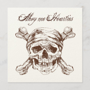 Pirate Skull & Ship Birthday Party Invite Kaart