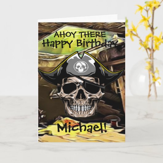 Pirate Skull Ship Kapitein Kaart (Gele Bloem)