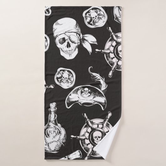 Pirate Skull Ship Wheel (Serviette de bain)