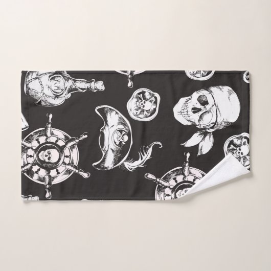 Pirate Skull Ship Wheel (Serviette à main)