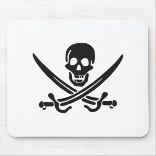 Pirate skull-silhouet - Kies achtergrondkleur Muismat
