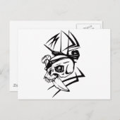 Pirate Skull Skeleton Sword Ship Tattoo Style Briefkaart (Voorkant / Achterkant)