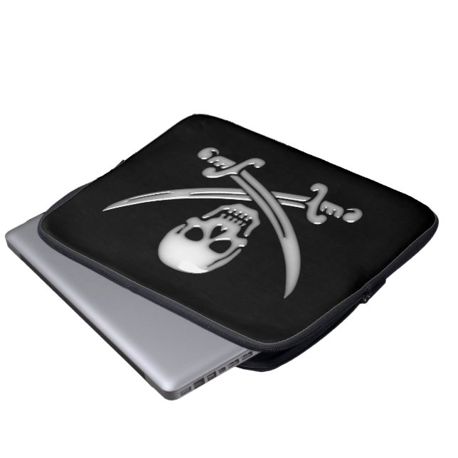 Pirate Skull & Sword Crossbones Laptop Sleeve (Voorkant onderkant)