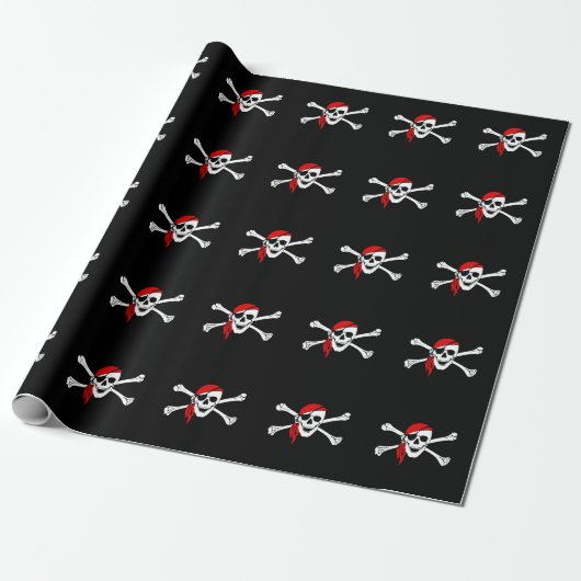 Pirate Skull Wrapping Paper Cadeaupapier (Uitgerold)