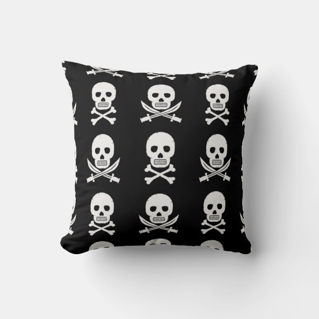 Pirate Skulls Crossbones Naadloos Patroon Kussen (Voorkant)