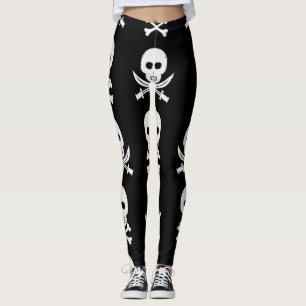 Pirate Skulls Crossbones Naadloos Patroon Leggings