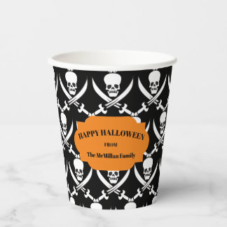 Pirate Skulls en Botten Happy Halloween Papieren Bekers