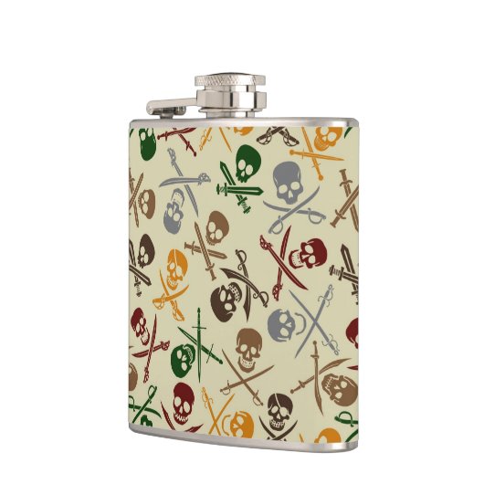Pirate Skulls met gekruiste zwaarden Heupfles (Links)