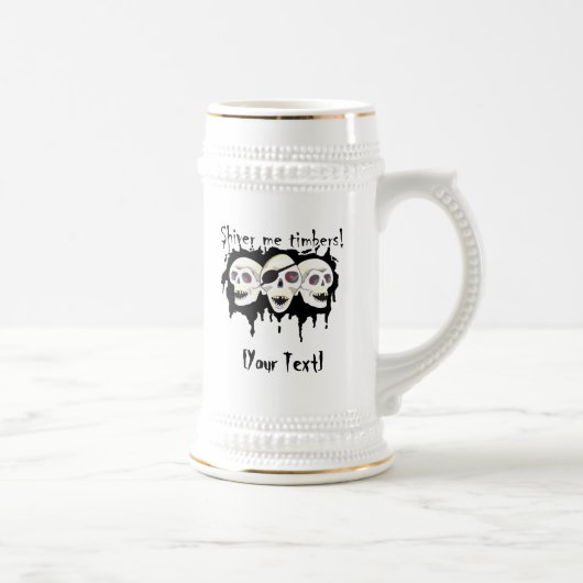 Pirate Skulls Shiver me Timbers Bierpul (Rechts)