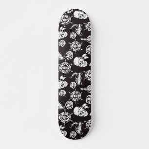 Pirate skulls zwart wit patroon skateboard