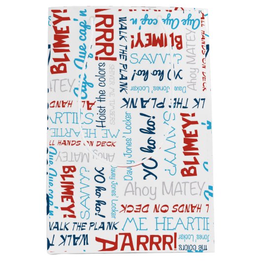 Pirate Slogans Party Pirate Medium Gift Bag Cadeauzakje (Voorkant)