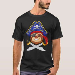 Pirate Sloth Jolly Roger Halloween Costume Day Boy T-shirt