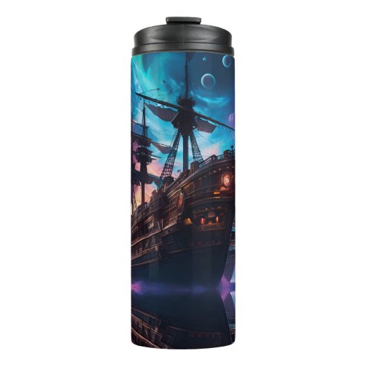 Pirate Space Ship Nebula en manen Thermosbeker (Voorkant)