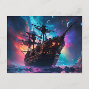 Pirate SpaceShip landt op een andere planeet Briefkaart