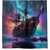 Pirate SpaceShip landt op een andere planeet Douchegordijn (Voorkant)