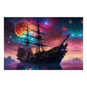 Pirate SpaceShip landt op een andere planeet Perfect Poster (Voorkant)
