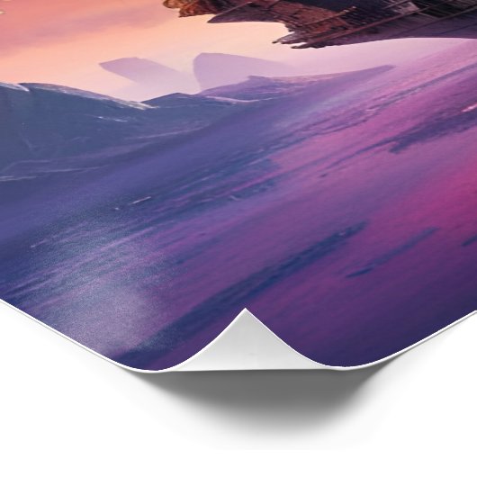 Pirate SpaceShip landt op een andere planeet Perfect Poster (Hoek)