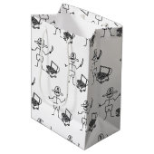 Pirate Stickman met schatkist Medium Cadeauzakje (Voorkant Gekanteld)