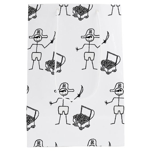Pirate Stickman met schatkist Medium Cadeauzakje (Achterkant)
