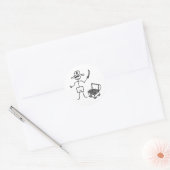 Pirate Stickman met schatkist Ronde Sticker (Envelop)