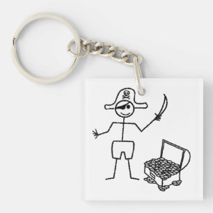 Pirate Stickman met schatkist Sleutelhanger