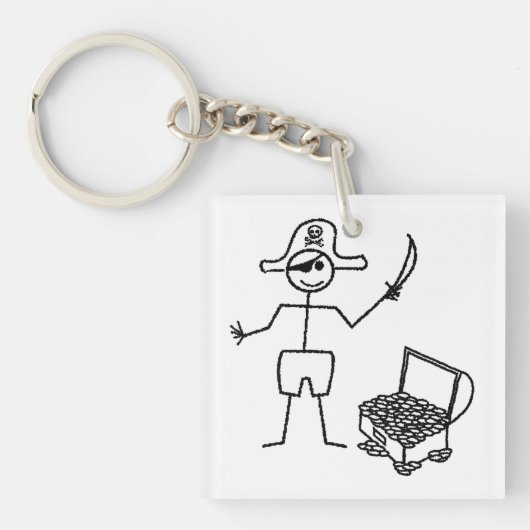 Pirate Stickman met schatkist Sleutelhanger (voorkant)