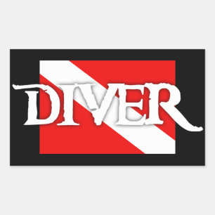 Pirate-stijl duikvlag rechthoekige sticker