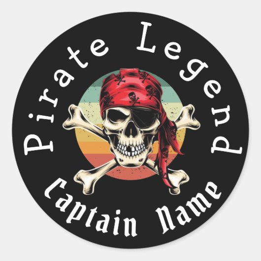 Pirate sunset classic round sticker (Voorkant)