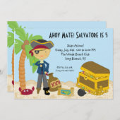 Pirate sur une invitation à l'anniversaire de l'îl (Devant / Derrière)