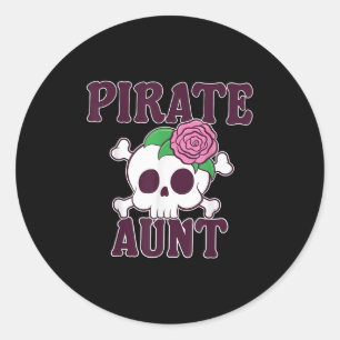 Pirate Tante Cartoon Schedel Grappig Familie Hallo Ronde Sticker