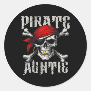 Pirate Tante Jolly Roger Vlag en schedel Crossbone Ronde Sticker
