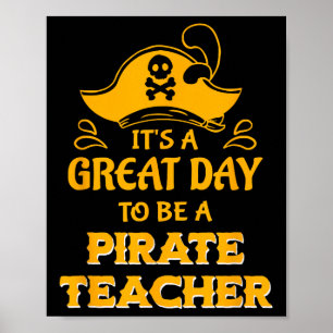 Pirate Teacher Theme voor schoolpersoneel met masc Poster